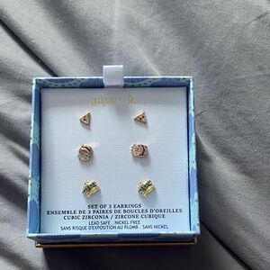 Piper K Gold and Silver Cubic Zirconia Earring Set